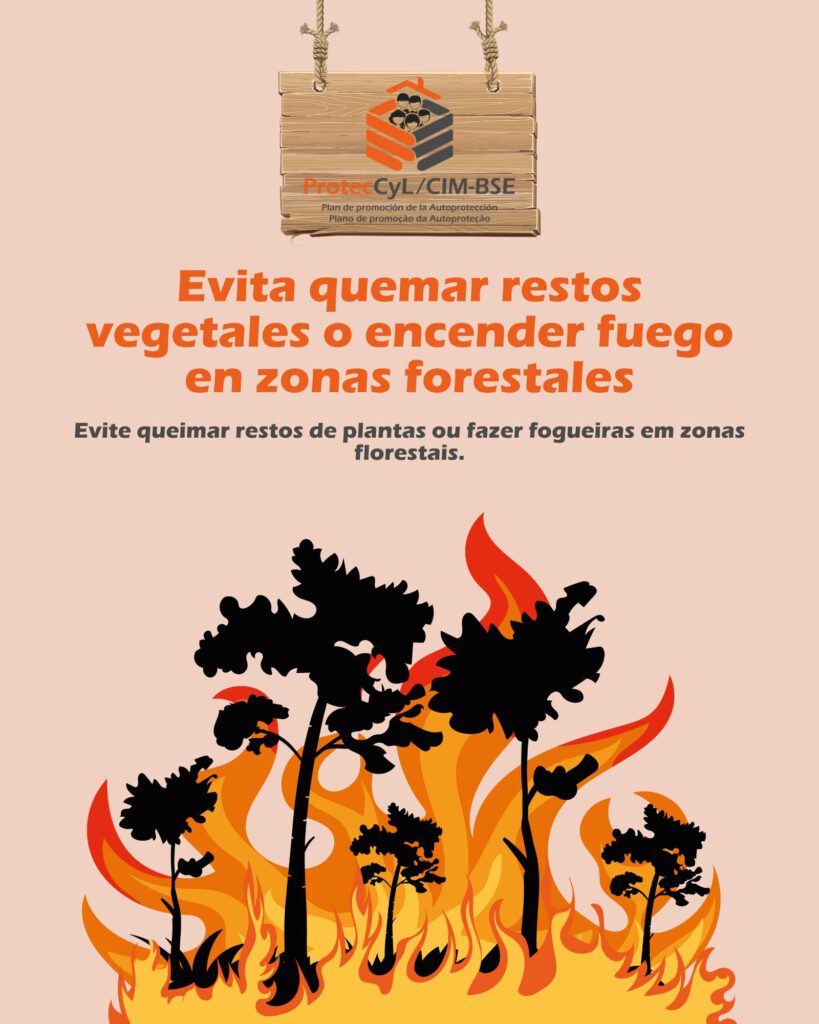 Post de ProtecCyL para prevenir incendios forestales, campaña de redes sociales bilingüe